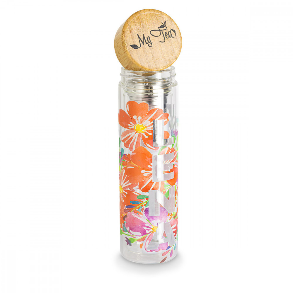 Sublimations - Glasflasche mit Teesieb & Bambusdeckel 420ml